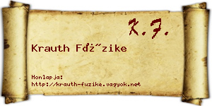 Krauth Füzike névjegykártya